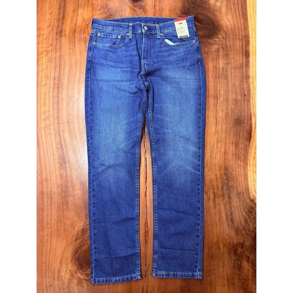 NEW Levi's 511 Slim Jeans 34 x 32 Denim Cotton Stretch Straight leg Vv17